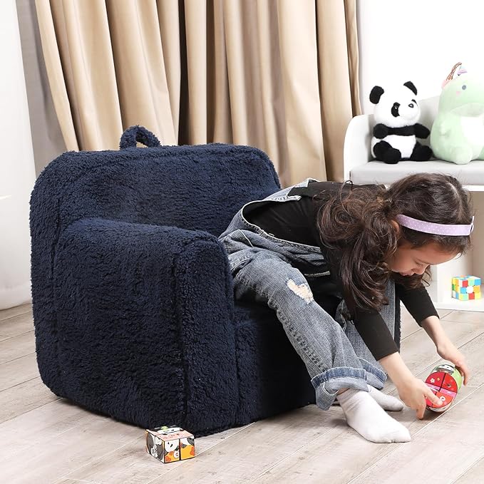 Kids Snuggly-Soft Sherpa Chair, Cuddly Toddler Foam Chair - Image 2