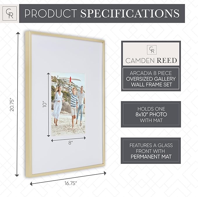 Camden Reed Arcadia 8 Piece Oversized Gallery Wall Frame, 16x20 and 16x16 Inch - Image 3