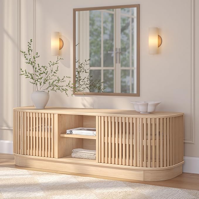 Plank+Beam Contour Wood TV Stand, Solid Wood Entertainment Console - Image 8