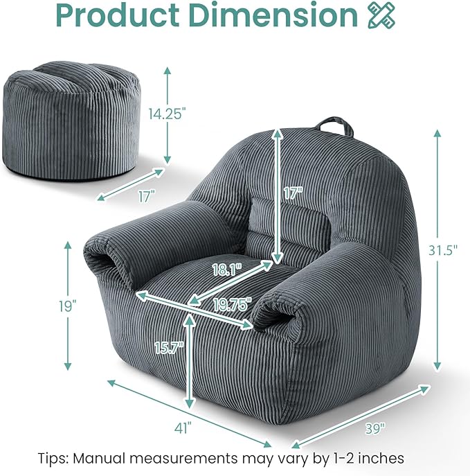 DAICO Bean Bag Chairs for Adults Beanbag Sofa - Image 2