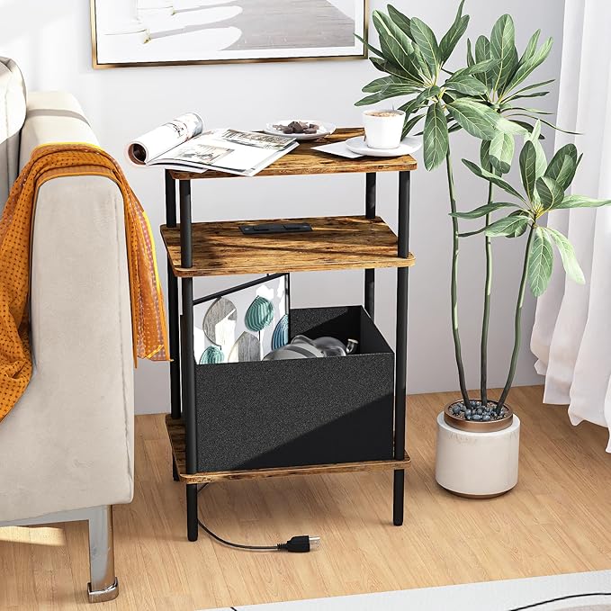 Small Side Table with Charging Station, End Table - Image 4