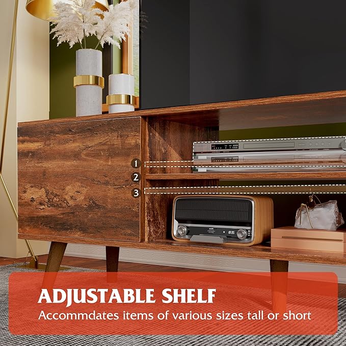 WLIVE TV Stand for 55 60 inch TV, Mid Century Modern TV Console, Entertainment - Image 6