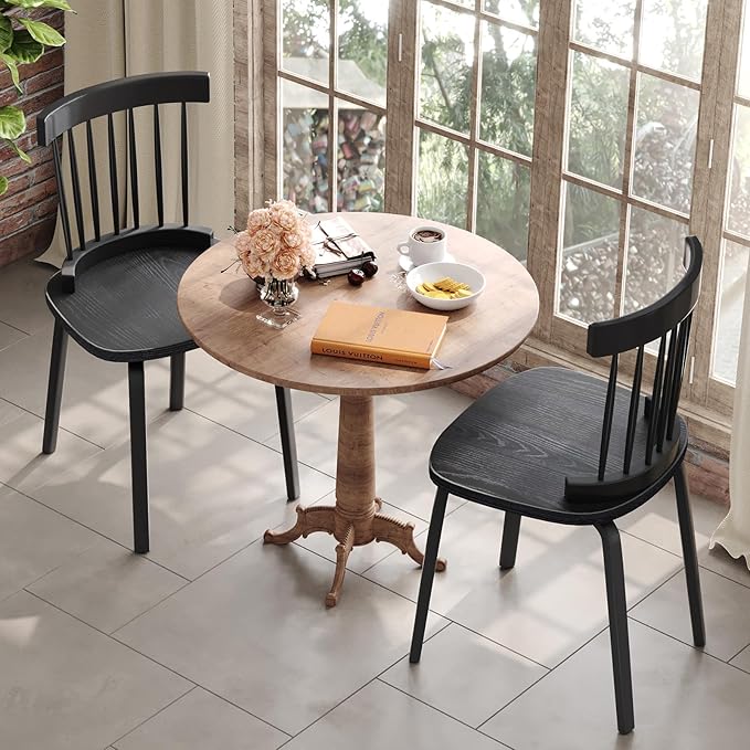 Unovivy Black Dining Chairs Set of 6, Wooden Windsor Chairs, Farmhouse Kitchen - Image 7