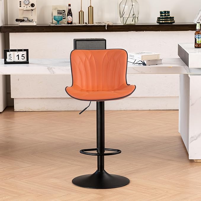 YOUNIKE Single Orange Bar Stools Modern Swivel Counter Height Bar Chair by YOUNIKE