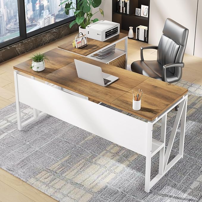 Tribesigns Office Desk with Drawers Sets, 63 inches L Shaped Computer Desk with by Tribesigns
