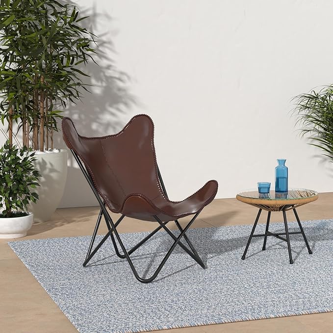 Brown Saddle Butterfly Modern Chair - Image 2