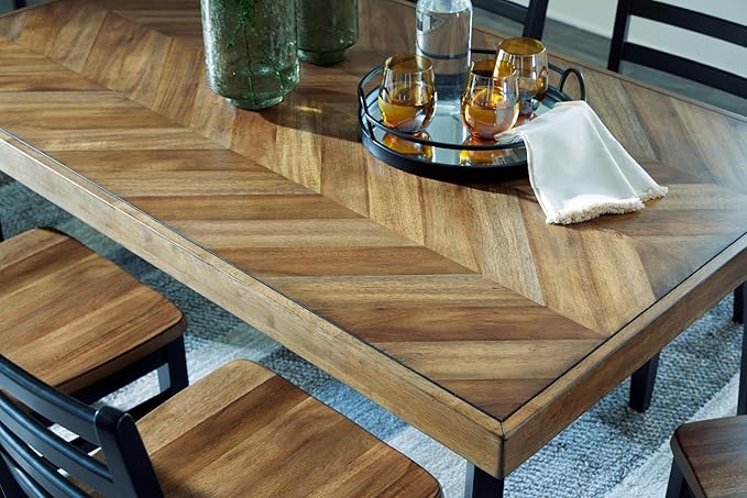 Signature Design by Ashley Blondon Rustic Chevron Dining Table and 6 Chairs - Image 15