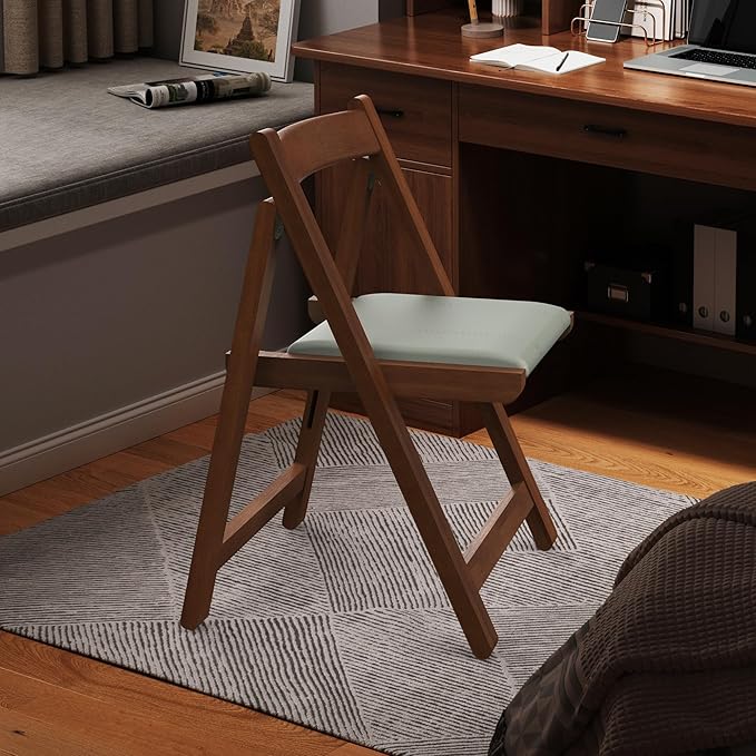 Premium Solid Wood Folding Chair – Nordic Style Padded Seat, Space-Saving - Image 2