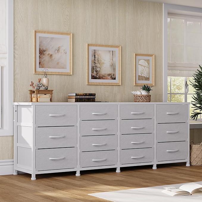 63 Inch TV Stand Dresser for Bedroom, Long White Dresser - Image 8