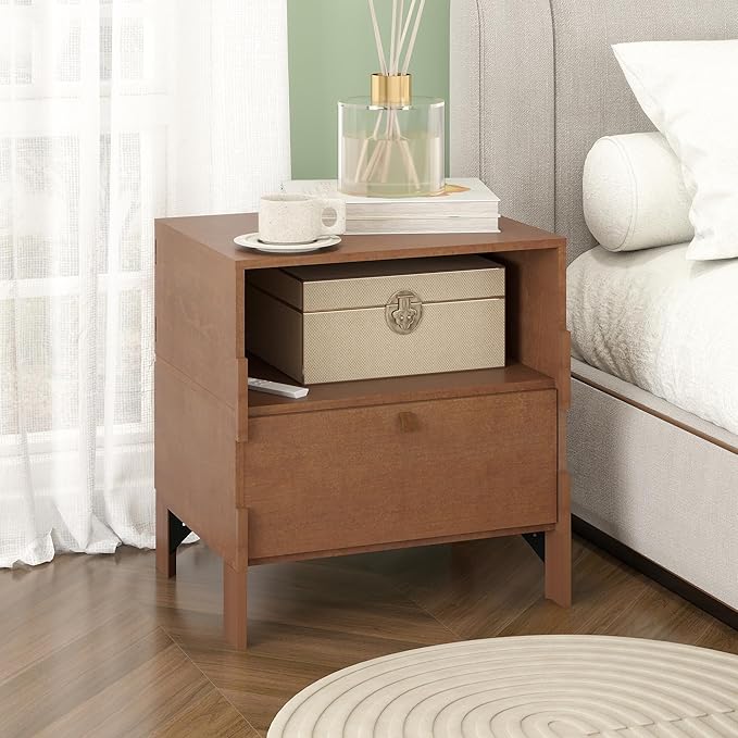 Sebastack Night Stand, Customizable 2 Drawers Bedside Table, End Table by WHOOSPEREH