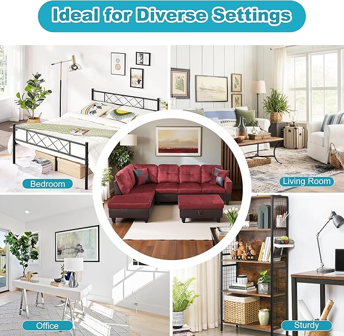 L Shaped Couch Modern Sectional Couch Upholstered Flannel Fabric 3 Pieces Sofas - Image 7