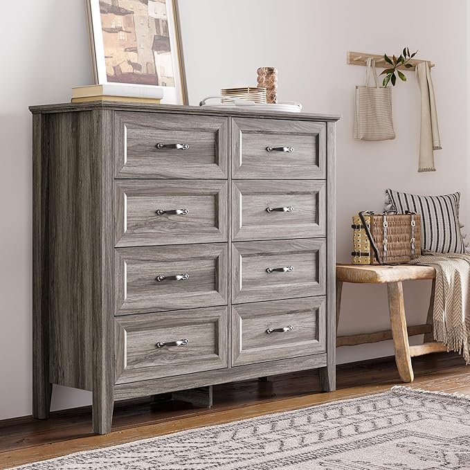 LINSY HOME 8 Drawers Dresser for Bedroom, Modern Farmhouse Dresser TV Stand - Image 5
