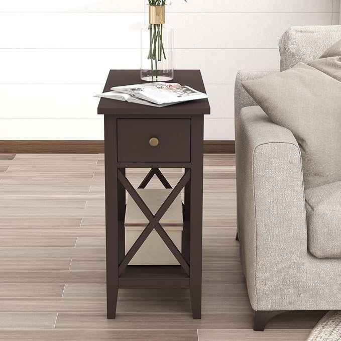 ChooChoo End Table Set of 2, Flip Top Narrow End Table - Image 9