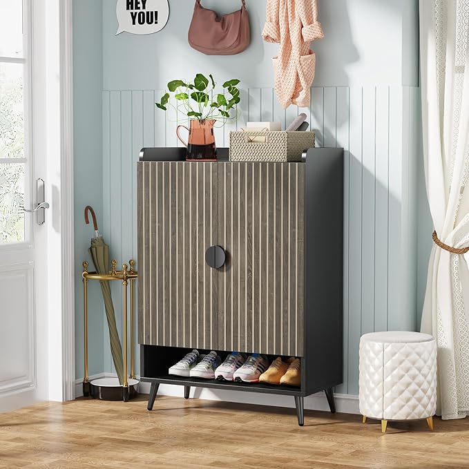Tribesigns Shoe Cabinet with Doors, 7-Tier Shoe Storage Cabinet with Adjustable - Image 3