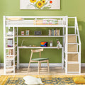 Twin Size Metal Loft Bed with Staircase, Full-Length Guardrails, a Built-in by Favfurish