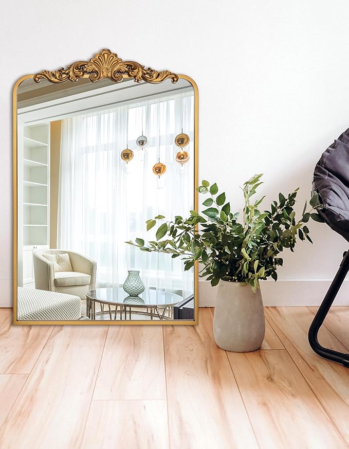 Ruomeng Traditional Wall Mirror, Vintage Bathroom Mirror Baroque Inspired Wall - Image 2