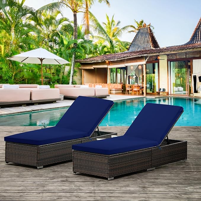 Chaise Lounge Cushions Outdoor Set of 4 - Image 9
