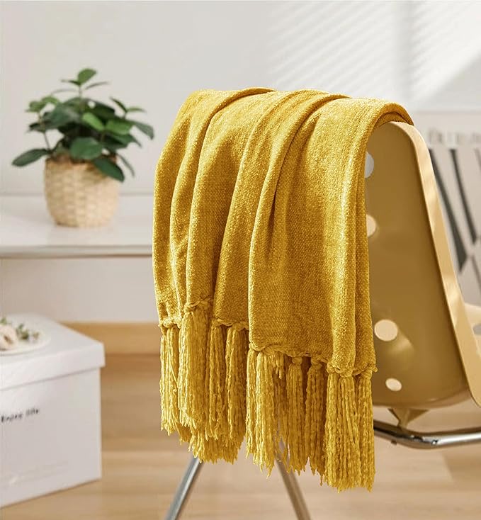 Chenille Throw Blanket for Couch 60"X 80" Twin, Soft Cozy Throws - Image 3