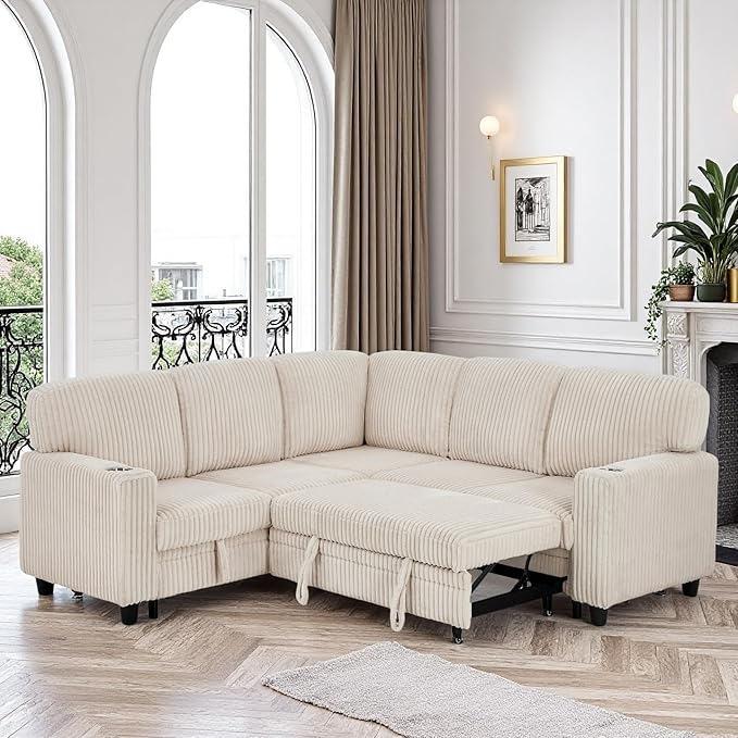 Couch, L-Shaped Sleeper Sofa - Image 6