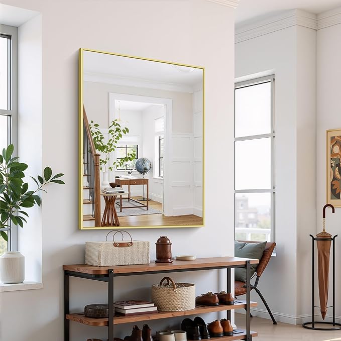 YIROMAN Bathroom Mirror 48"x36", Large Brushed Gold Bathroom Mirror - Image 3
