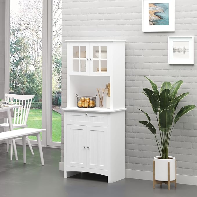HOMCOM Elegant Buffet with Hutch, Kitchen Pantry Storage Cabinet with Framed - Image 2
