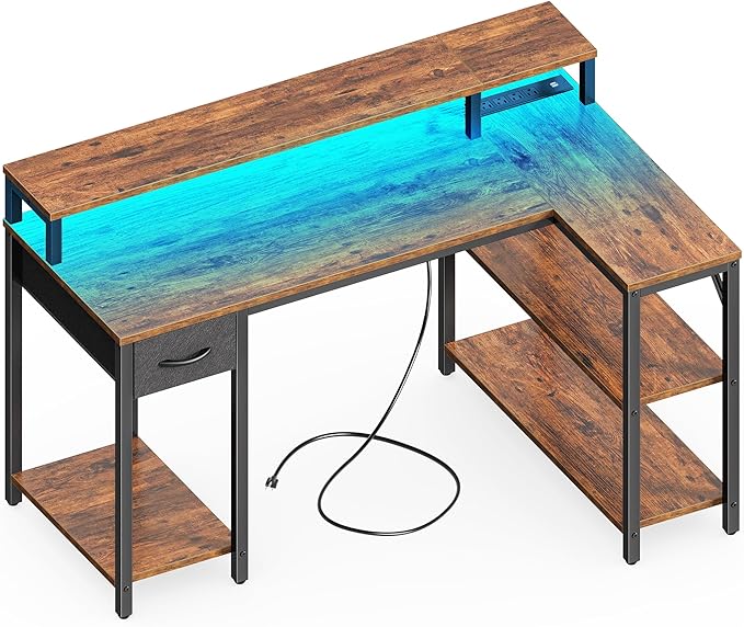 SUPERJARE 47 inch Reversible L Shaped Desk by SUPERJARE