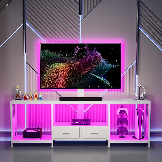 63" W TV Stand with Mount for 55, Entertainment Center with Power Outlet and - Image 2