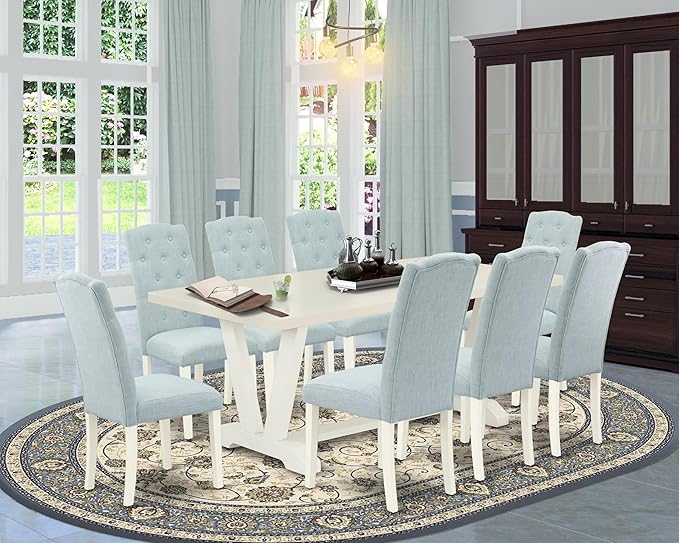 East West Furniture V027CE215-9 9 Piece Dining Table Set Includes a Rectangle - Image 2