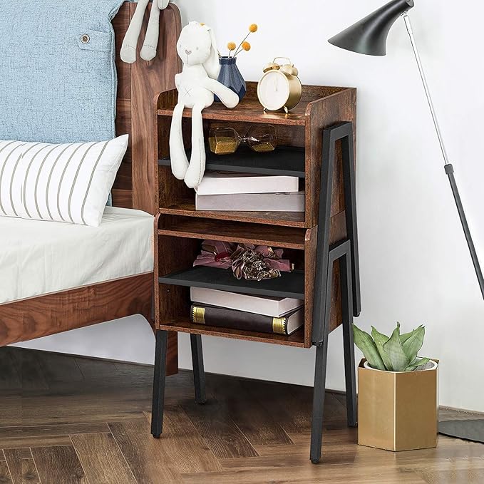VECELO Nightstand Industrial Side End Table/Stackable Accent Furniture - Image 6