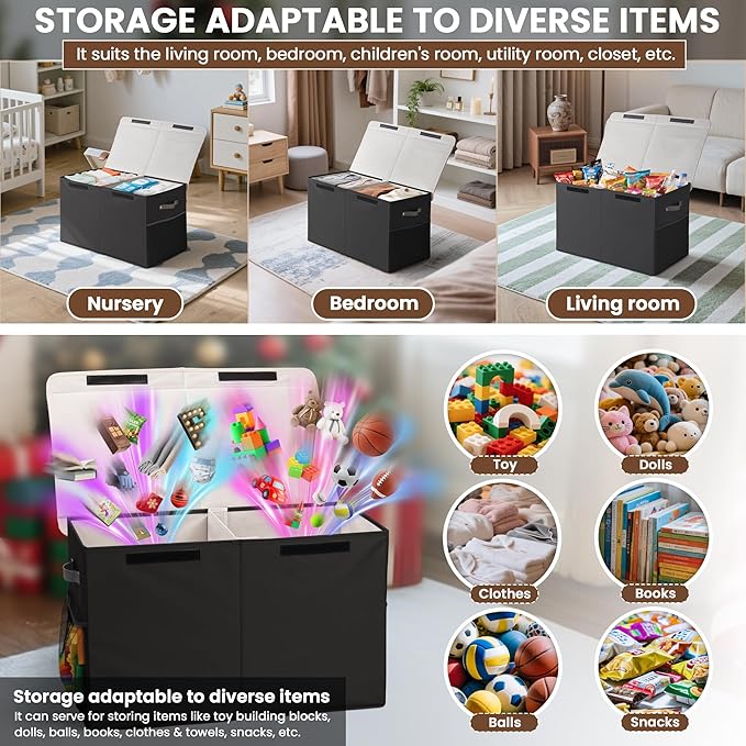 80L Large Toy Storage Box with Lid, Large Toy Box Chest - Image 5