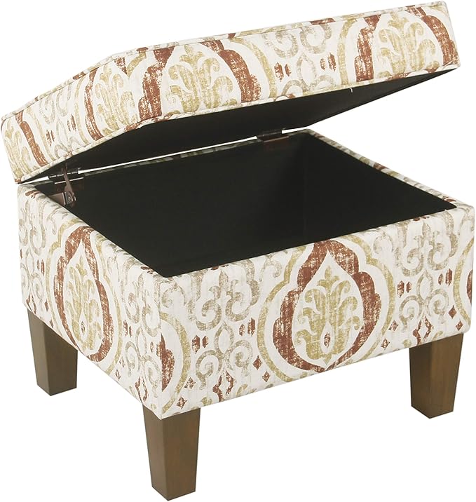 Square Ottoman - Burnt Orange and Cream Medallion - Image 3