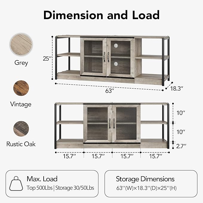 GarveeHome Farmhouse TV Stand for 65/75 Inch TVs, Entertainment Center - Image 2