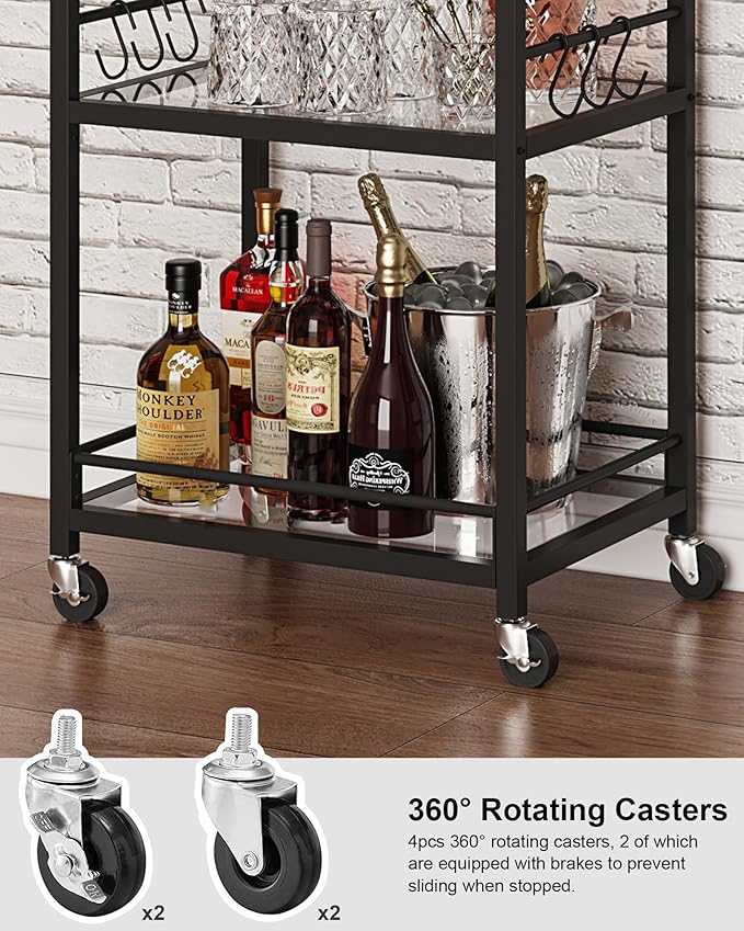 TUTOTAK Bar Cart, Home Bar Serving Cart - Image 6
