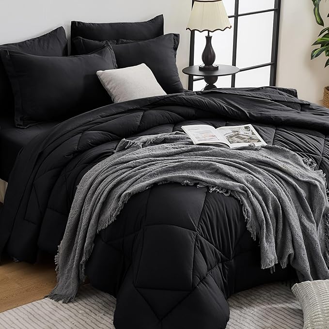 HEVUMYI Black Cali-King Comforter Set by HEVUMYI