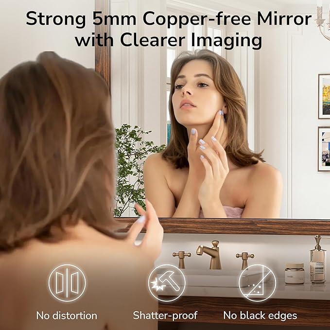 TokeShimi 72 x 36 Inch Wood Framed Bathroom Mirror - Image 4