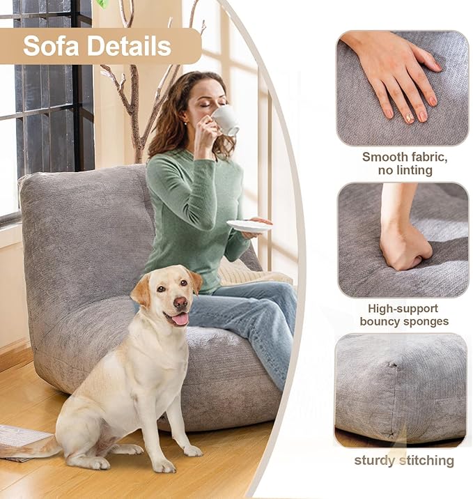 Bean Bag Chairs for Adults, Memory Foam Bean Bag Chair, Spacious Single Sofa - Image 4