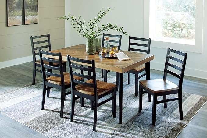 Signature Design by Ashley Blondon Rustic Chevron Dining Table and 6 Chairs - Image 12