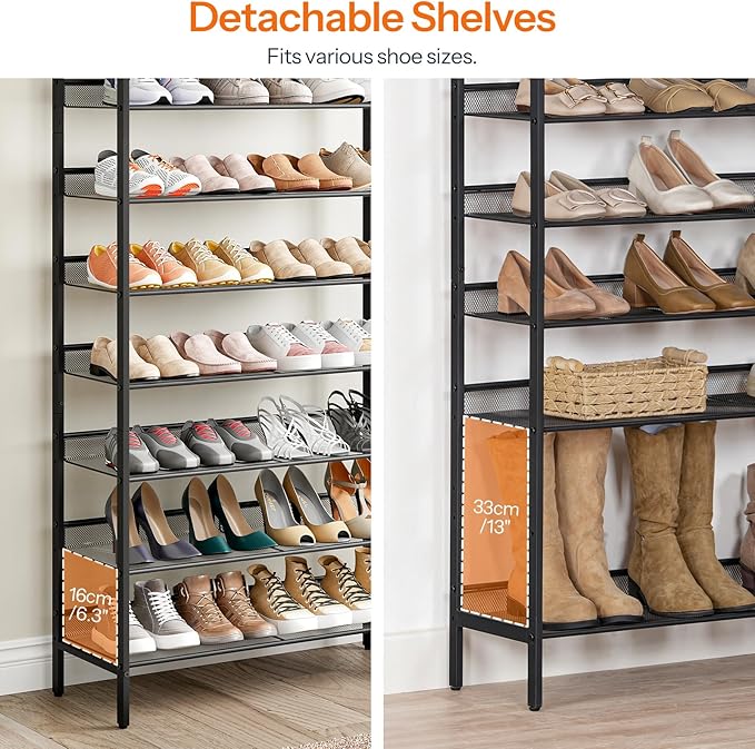 HOOBRO 8 Tier Shoe Rack, 39.4"L Shoe Shelf, Large Capacity Shoe Storage - Image 4