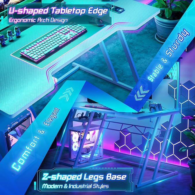 Armocity 53'' White Gaming Desk - Image 6