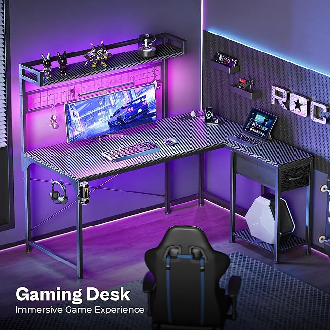 PRAISUN L Shaped Gaming Desk - Image 9