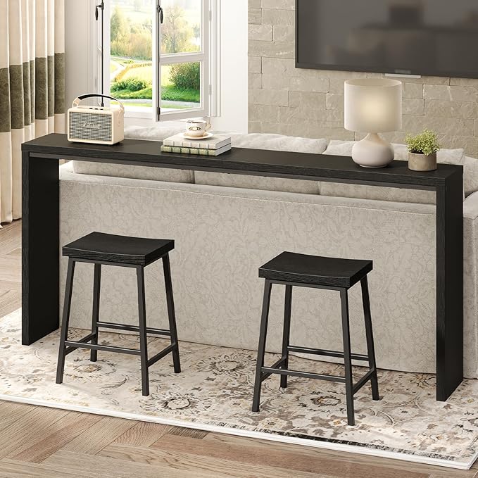 Bar Stools, Counter Height Bar Stools Set of 2, 23.7 Inch Saddle Stools - Image 2