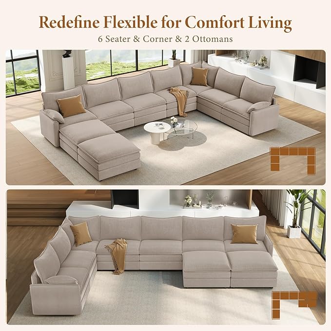 Vesgantti Large Modular Sectional Sofa, Big Comfy Cloud Couch - Image 7