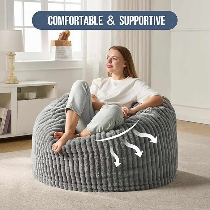 Hobestluk 3ft Bean Bag Chairs for Adults Large Beanbag Chair - Image 5