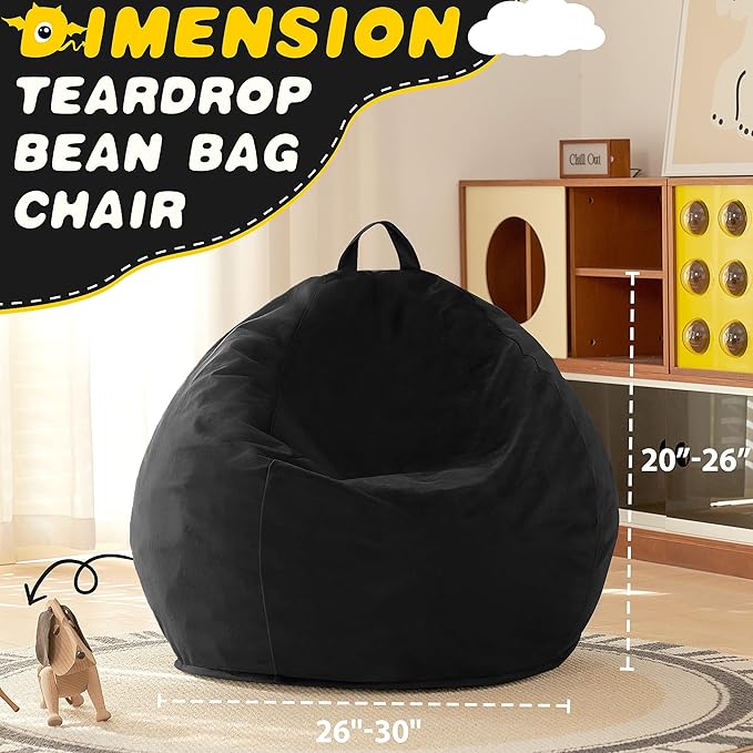 HABUTWAY 2FT Bean Bag Chair, Teardrop Bean Bag Chair Luxurious Velvet Ultra - Image 3
