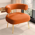 Modern Velvet Accent Chair, Round Upholstered Barrel Armchair by SEYNAR