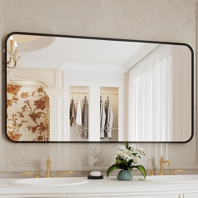 Black Vanity Mirror, 30x55 Black Bathroom Mirror, Large Bathroom Mirror by protylctaster