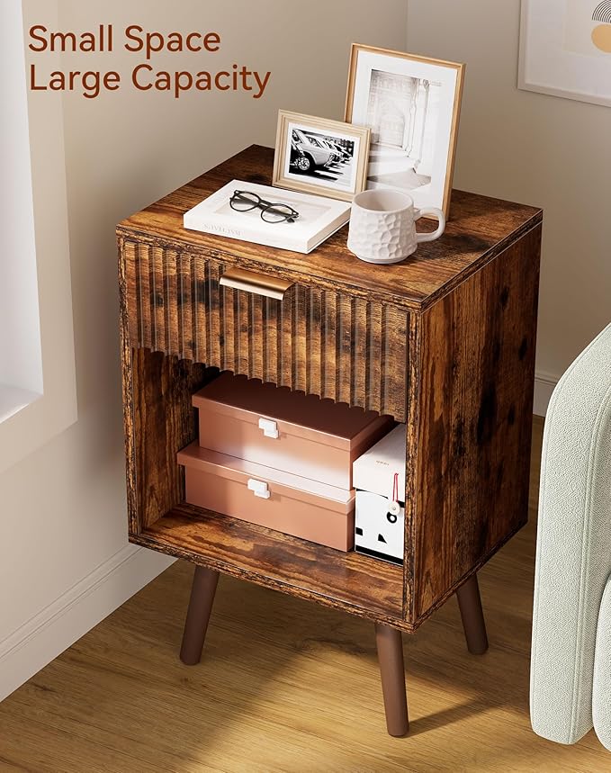 YMYNY Mid Century Modern Nightstand, Side Table, Fluted Night Stand - Image 6