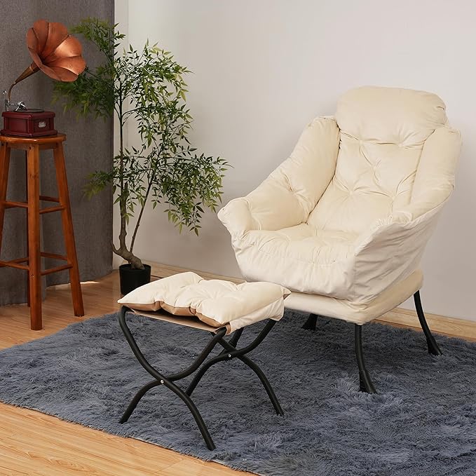 Lazy Chair with Folding Ottoman, Living Room Chairs, Accent Contemporary Lounge - Image 2
