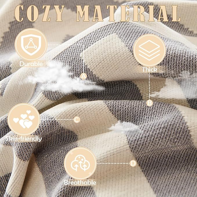 HANDONTIME Grey Sofa Cushion Covers Boho Couch Sofa Covers Dog Couch Cover - Image 4
