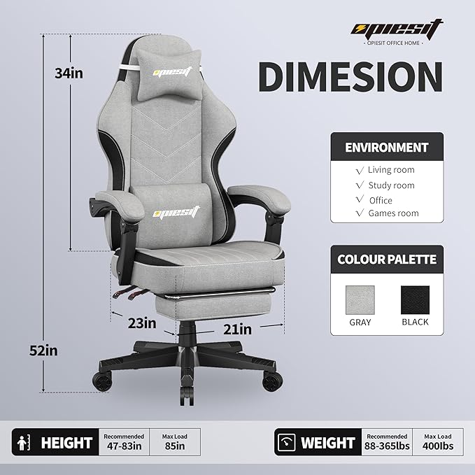 Gaming Chair, Fabric Computer Chair - Image 3